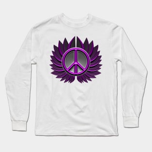 pink peace symbol flower Long Sleeve T-Shirt